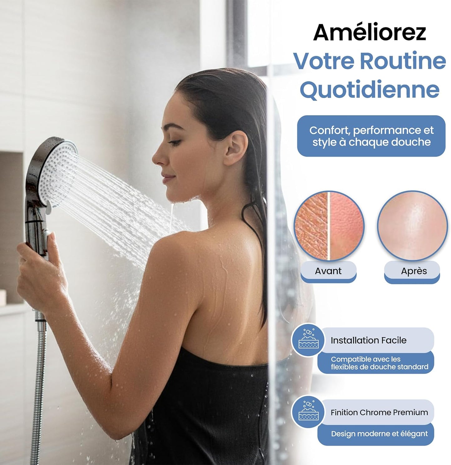 Pommeau de Douche Filtrant – Eau Purifiée